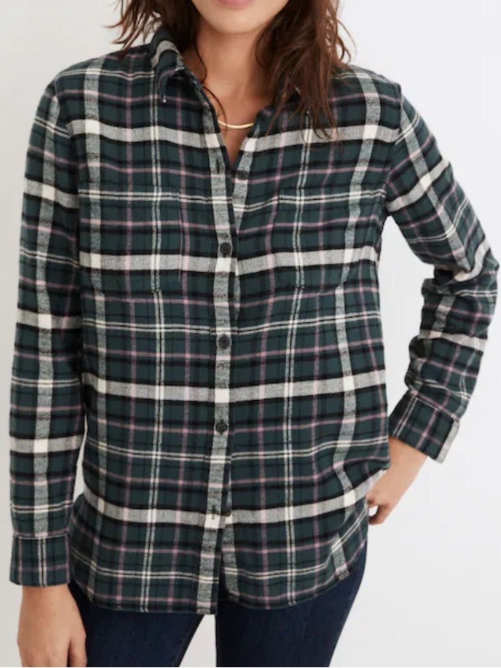 Madewell Flannel Classic Ex-Boyfriend
Shirt in Baywood Plaid sz L